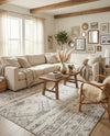Brighton Stripes Collection Area Rug - Sussex (Ivory and Gray) Rectangle Ivory and Gray  lifestyle 15
