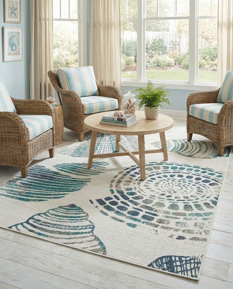 Seaside Haven Rugs Collection Area Rug -  Saltwater Rectangle Ivory  lifestyle 24