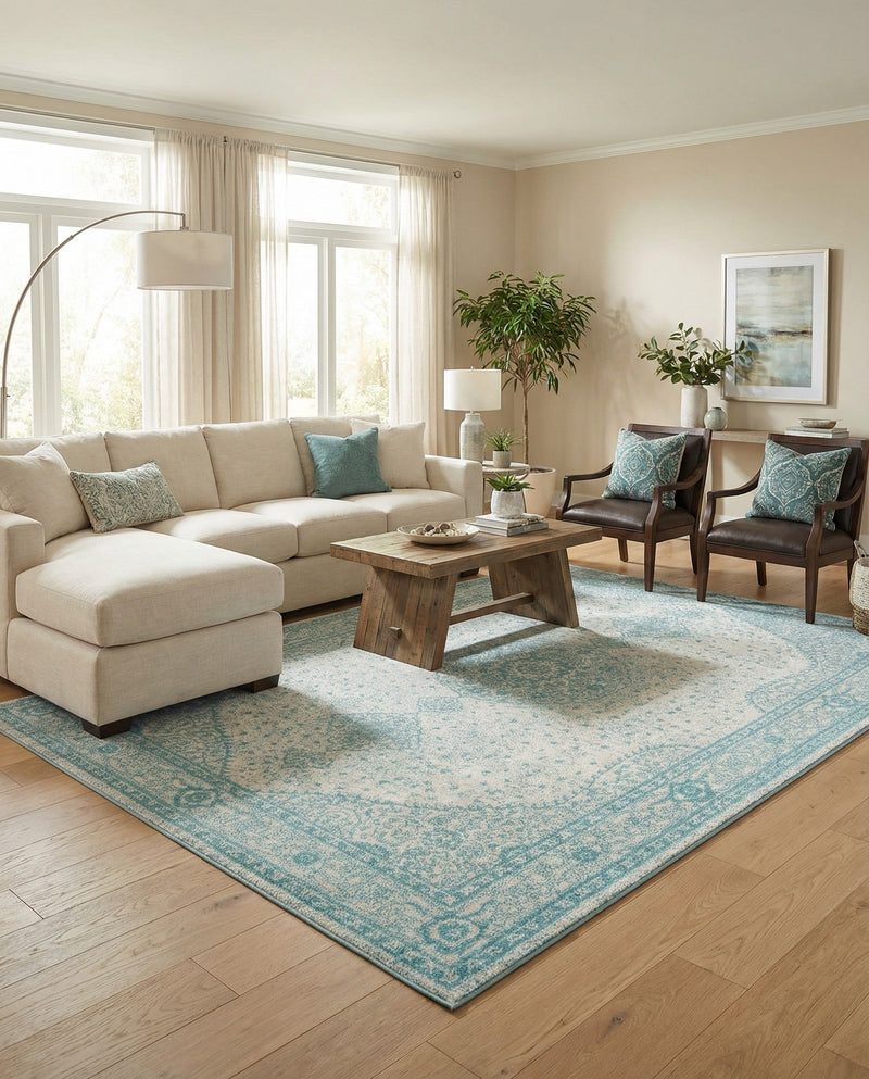 Dover Terrace Collection Area Rug - Marina (Aqua) Rectangle Aqua  lifestyle 3