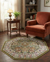 Persian Elegance Collection Area Rug -  Kerman (Green) Octagon Green  lifestyle 82