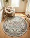 Seville Stripes Collection Area Rug -  Malaga (Ivory) Round Ivory  lifestyle 75