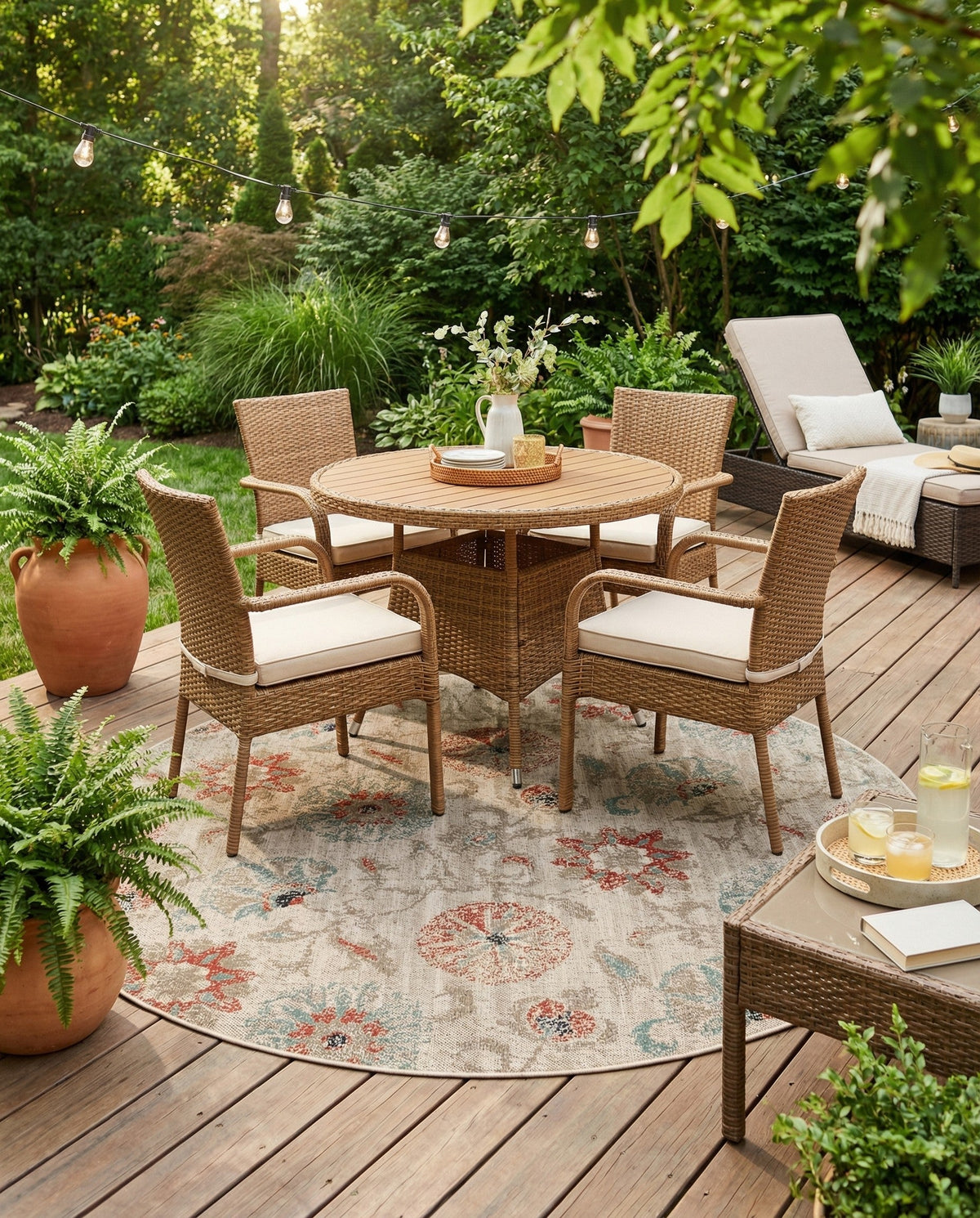 Seaside Blooms Collection Area Rug - Seychelles Round Beige  lifestyle 55
