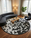 Urban Terrace Collection Area Rug -  Mercer Round Black and White  lifestyle 36