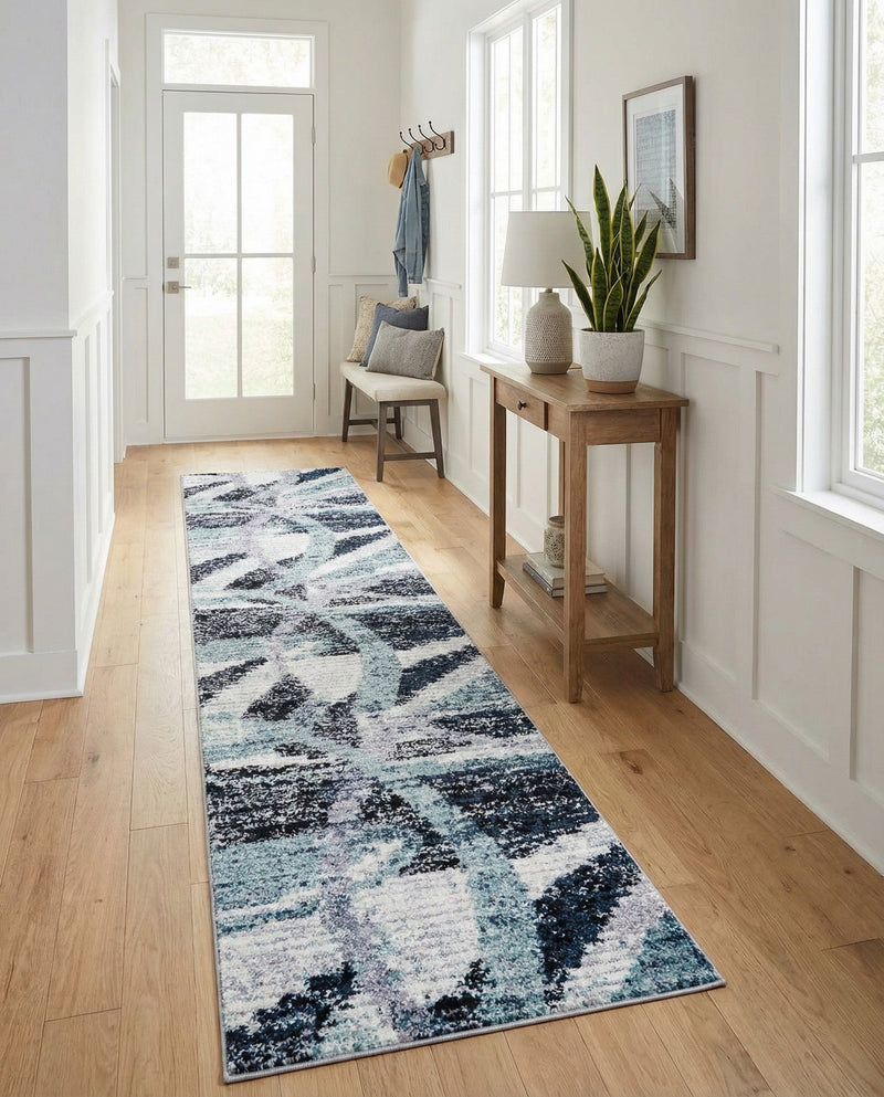 Santa Fe Trails Collection Area Rug -  Navajo Runner Gray and Ivory  lifestyle 42