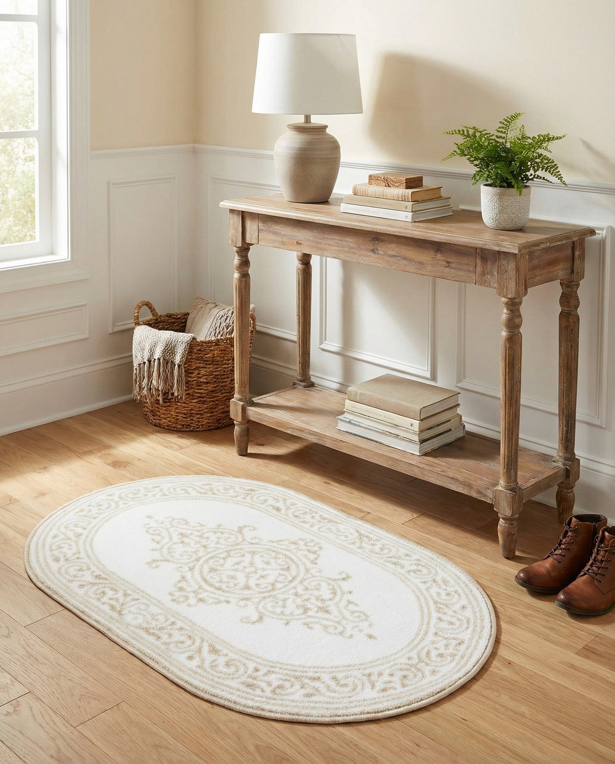 Sanctuary Retreat Collection Area Rug - Haven Oval Snow White  lifestyle 135