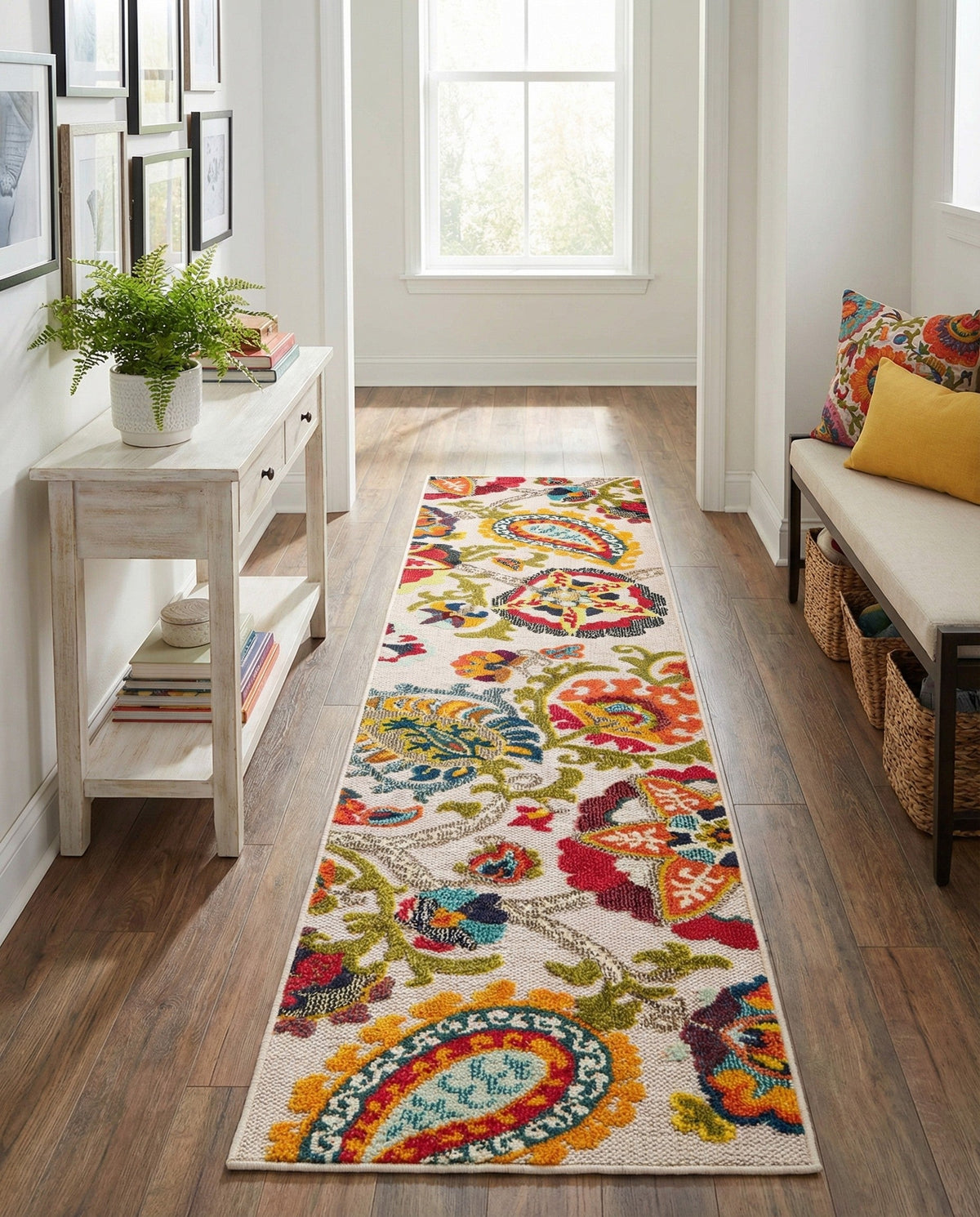 Outdoor Marrakesh Collection Area Rug - Fes Runner Multi Beige  lifestyle 116