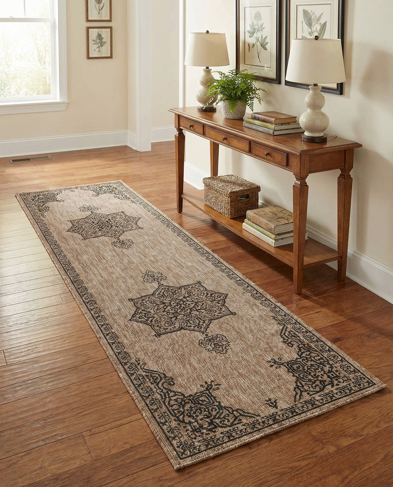 Patio Heritage Collection Area Rug -  Charleston (Beige) Runner Beige  lifestyle 66