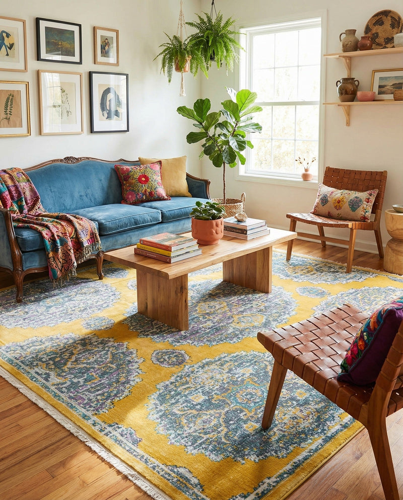 Arcadia Rugs Collection Area Rug -  Atlantis (Yellow) Square Yellow  lifestyle 67