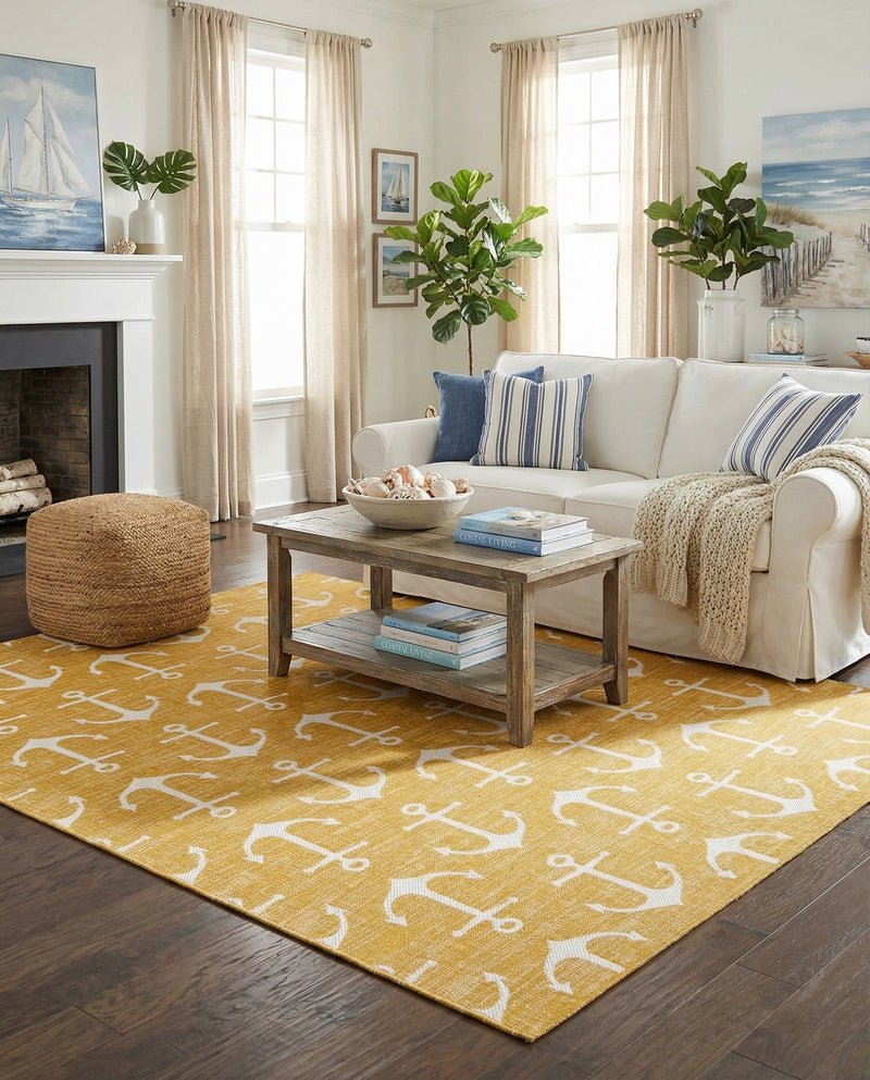 Seaside Haven Rugs Collection Area Rug - Sapphire (Yellow) Rectangle Yellow  lifestyle 5