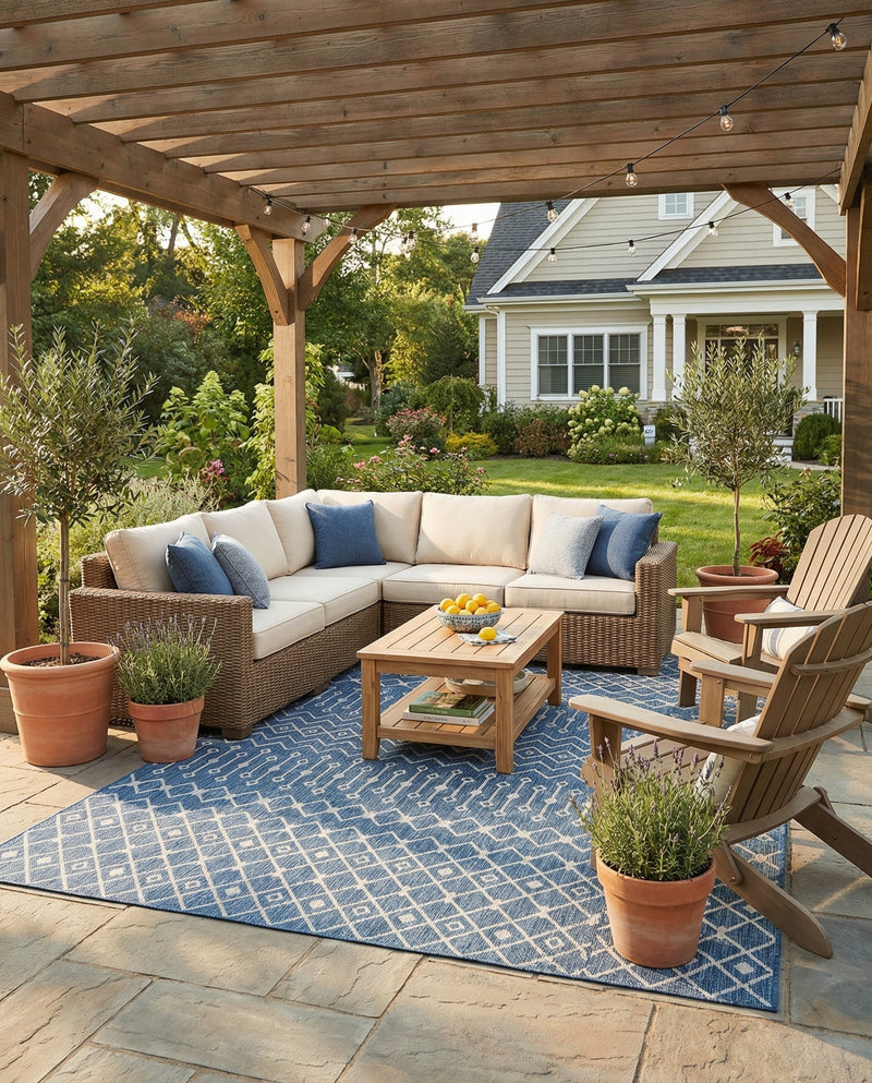 Savannah Pergola Collection Area Rug -  Pergola (Blue) Rectangle Blue  lifestyle 14