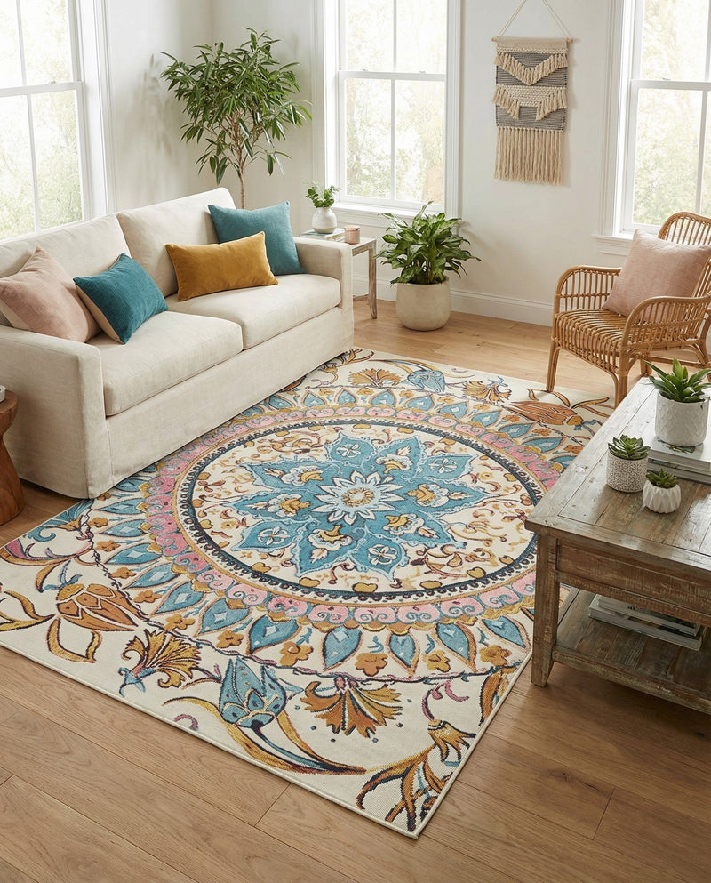 Patio Heritage Collection Area Rug - Tuscany Rectangle Multi  lifestyle 8