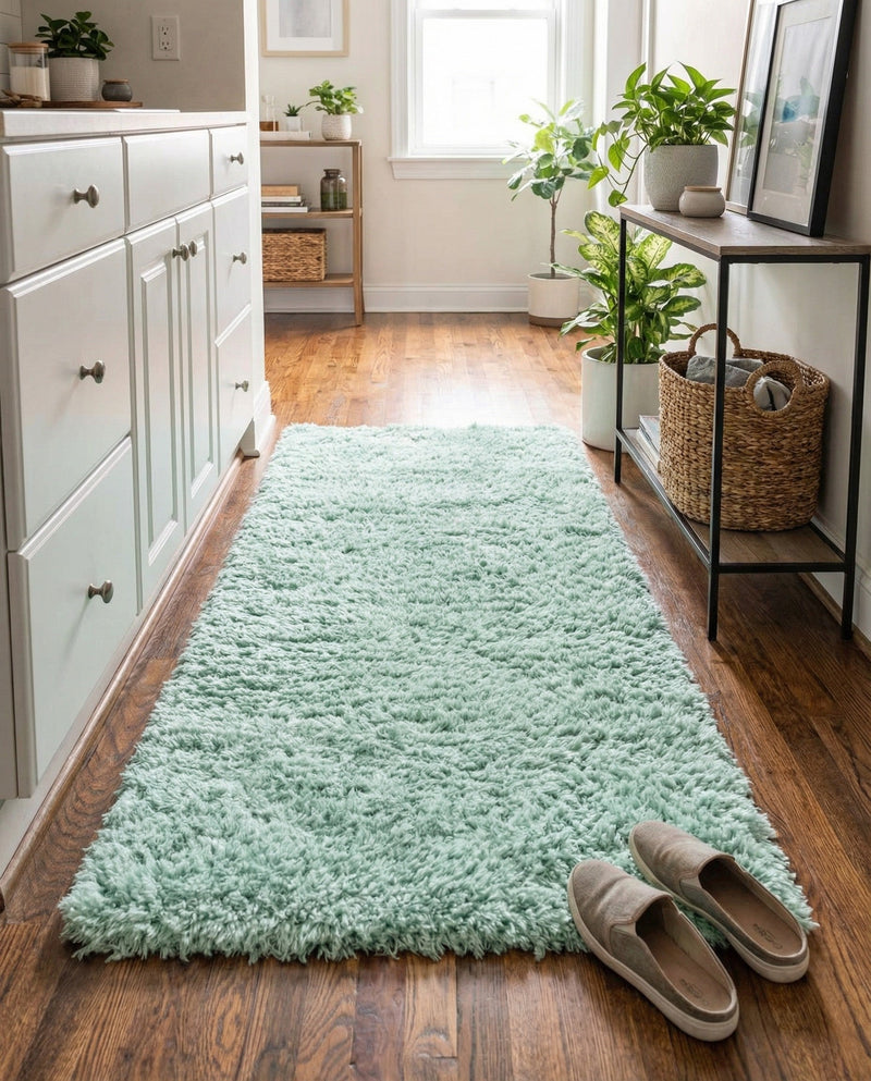 Eternal Plush Oasis Collection Area Rug -  Tranquility (Cyan) Runner Cyan  lifestyle 23