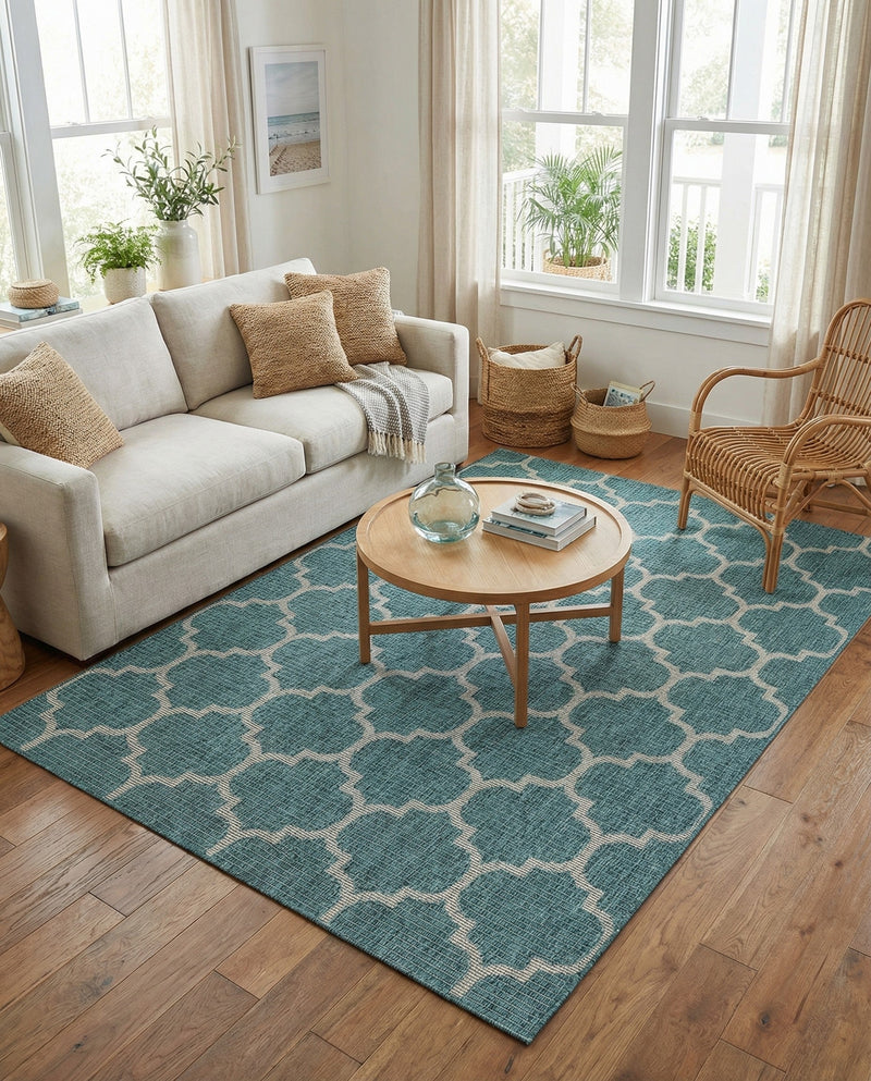 Savannah Pergola Collection Area Rug - Arbor (Teal) Rectangle Teal  lifestyle 10