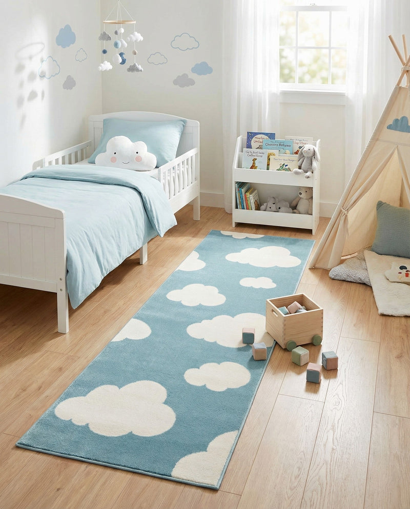 Wonder Tykes Collection Area Rug -  Dreamview Runner Sky blue  lifestyle 63