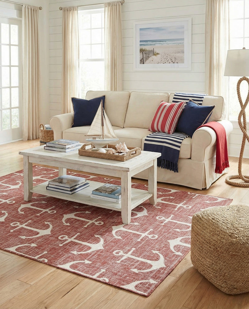 Seaside Haven Rugs Collection Area Rug - Sapphire (Rust Red) Rectangle Rust Red  lifestyle 12