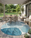 Urban Terrace Collection Area Rug -  Courtyard Round Blue and Ivory  lifestyle 65