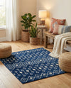 Mediterranean Lattice Collection Area Rug - Santorini (Navy Blue) Square Navy Blue  lifestyle 46