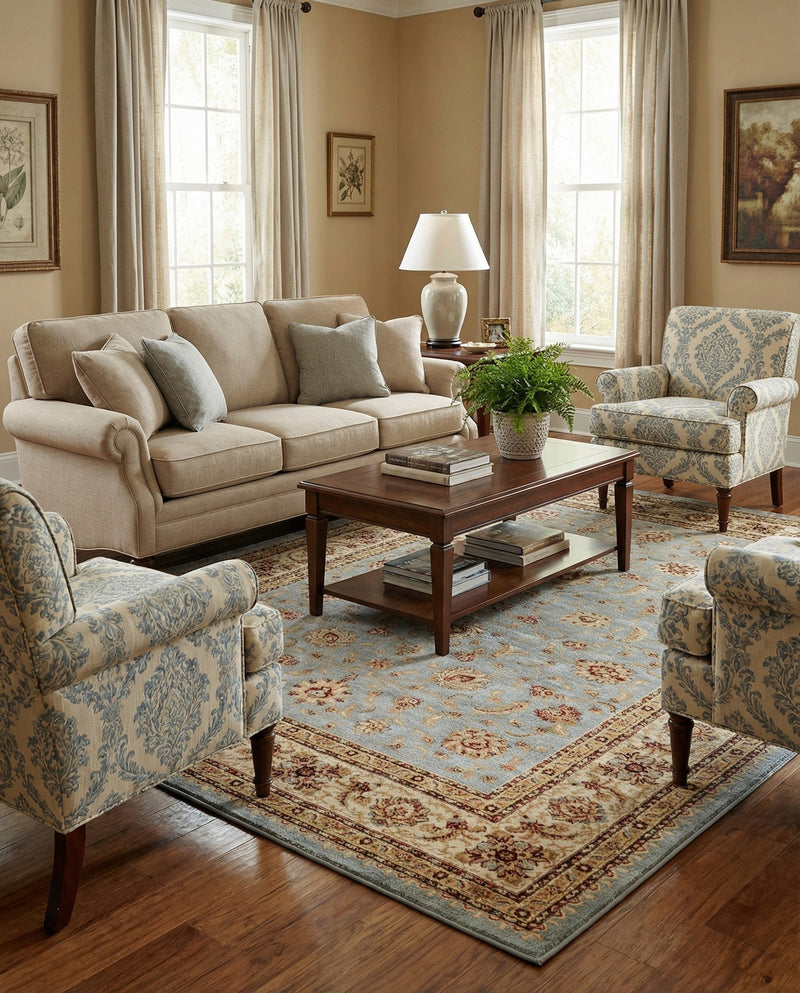 Jaipur Elegance Collection Area Rug -  Nahargarh (Light Blue) Rectangle Light Blue  lifestyle 3