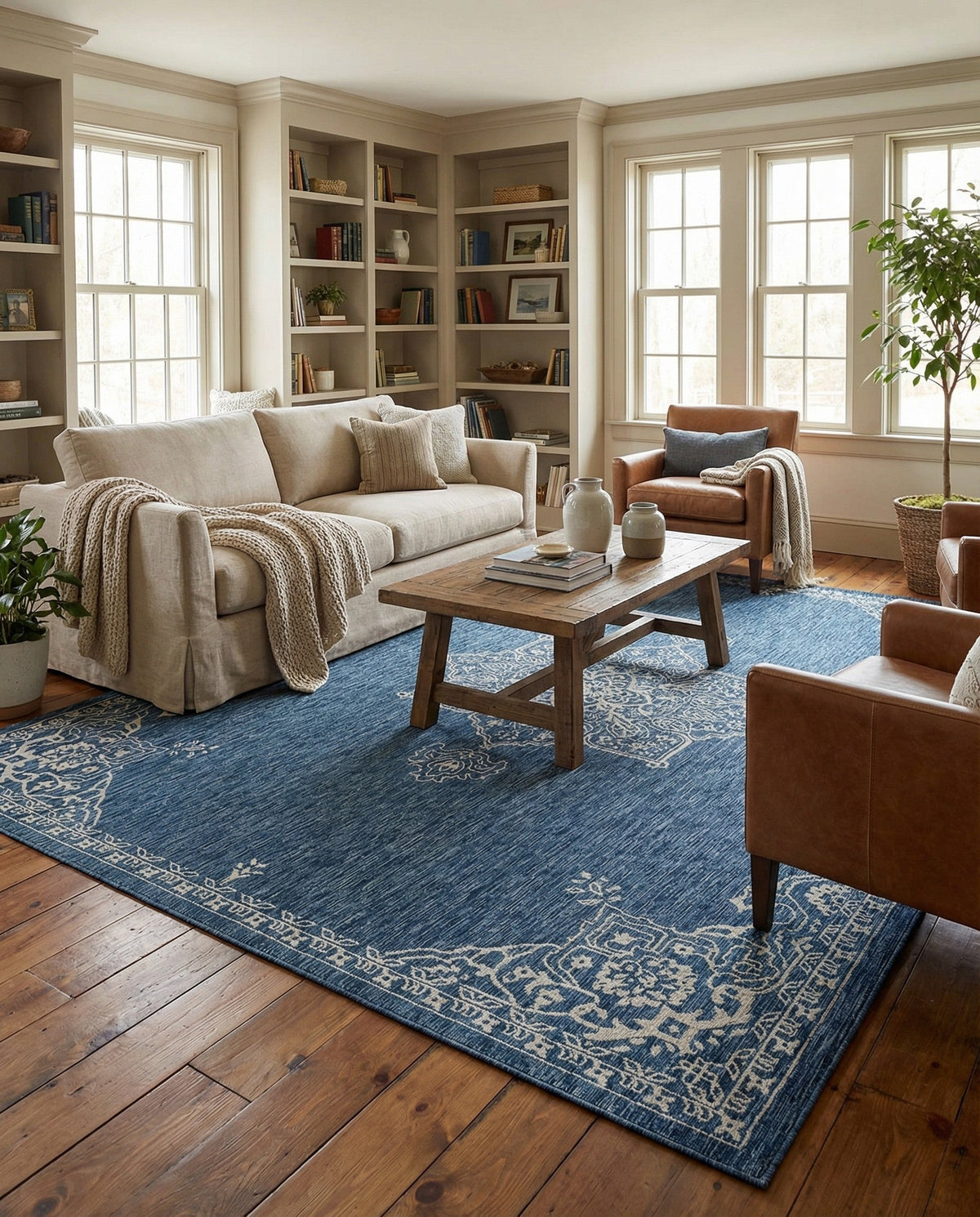 Patio Heritage Collection Area Rug -  Charleston (Blue) Rectangle Blue  lifestyle 16