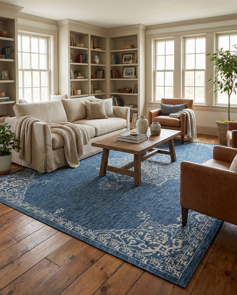 Patio Heritage Collection Area Rug -  Charleston (Blue) Rectangle Blue  lifestyle 16