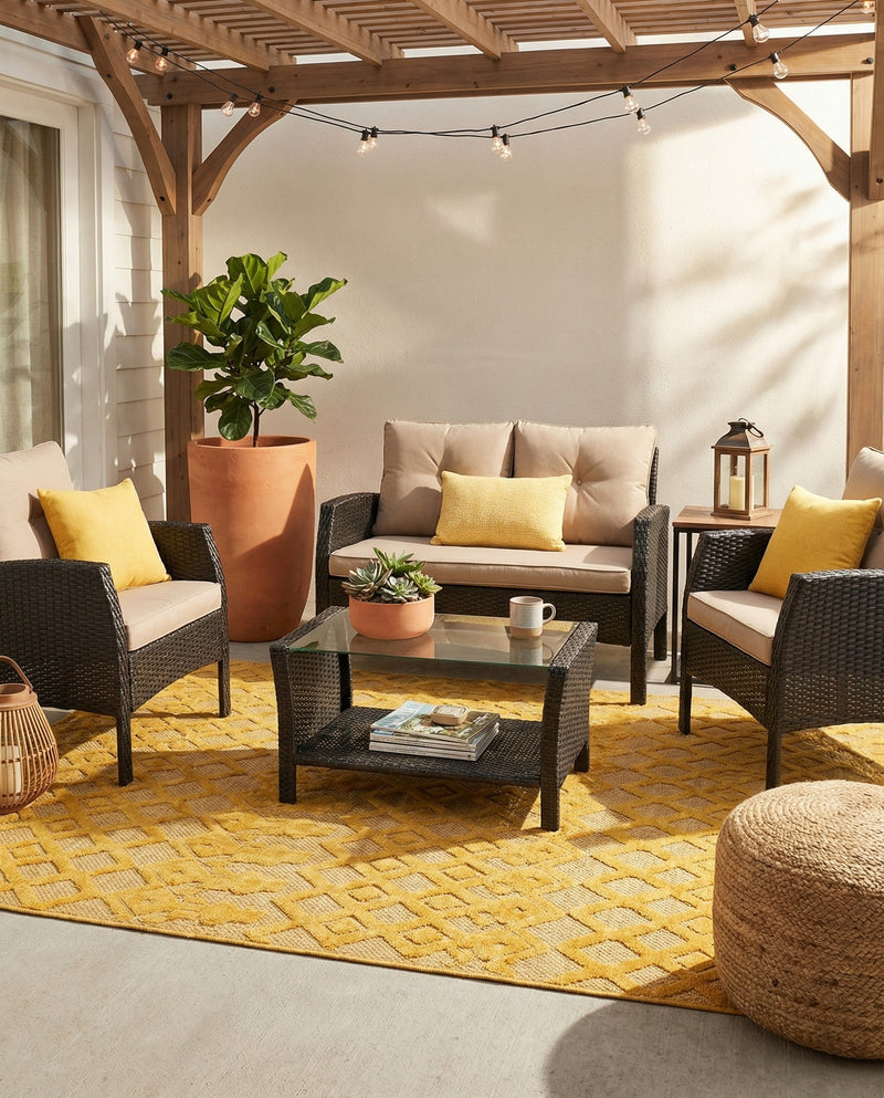 Garden Lattice Charm Collection Area Rug -  Pergola (Yellow) Rectangle Yellow  lifestyle 5