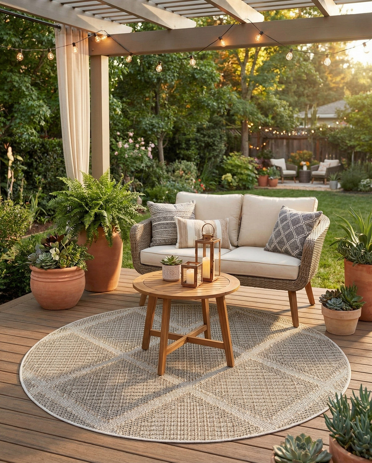 Savannah Pergola Collection Area Rug -  Eden Round Khaki  lifestyle 66