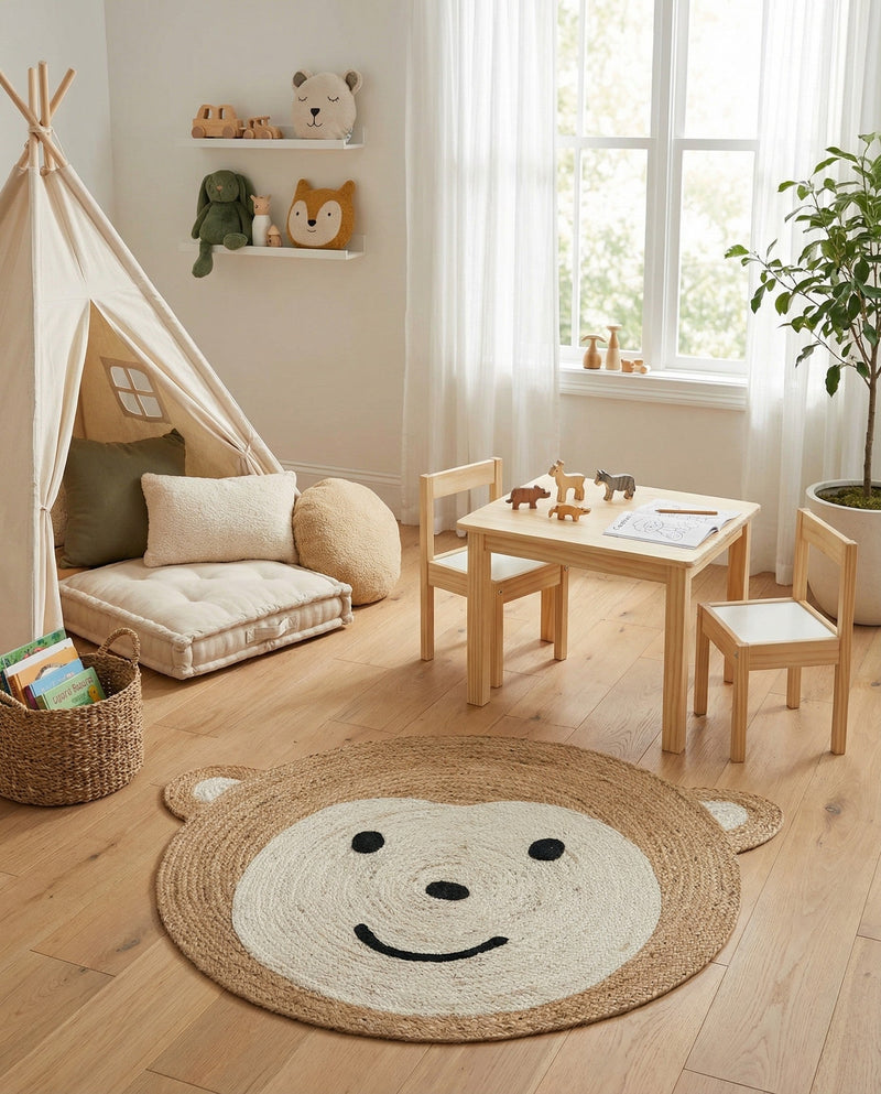 Playful Threads Jute Collection Area Rug - Tanglewood Round White and Natural  lifestyle 63