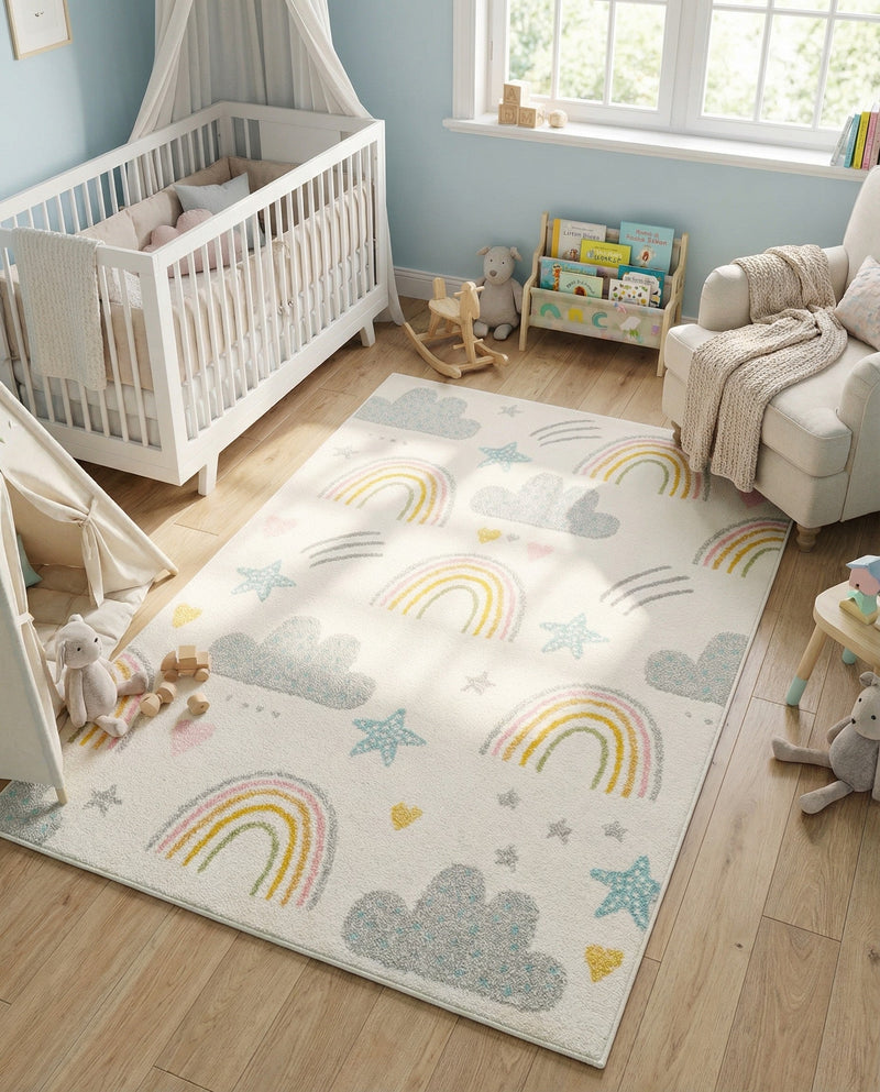 Wonder Tykes Collection Area Rug -  Pixel Rectangle Ivory  lifestyle 24