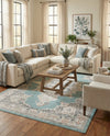 Beverly Grove Collection Area Rug -  Fairfax (Aqua) Rectangle Aqua  lifestyle 4