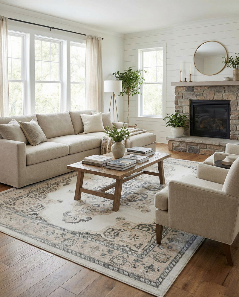 Beverly Grove Collection Area Rug -  Fairfax (Ivory) Rectangle Ivory  lifestyle 3