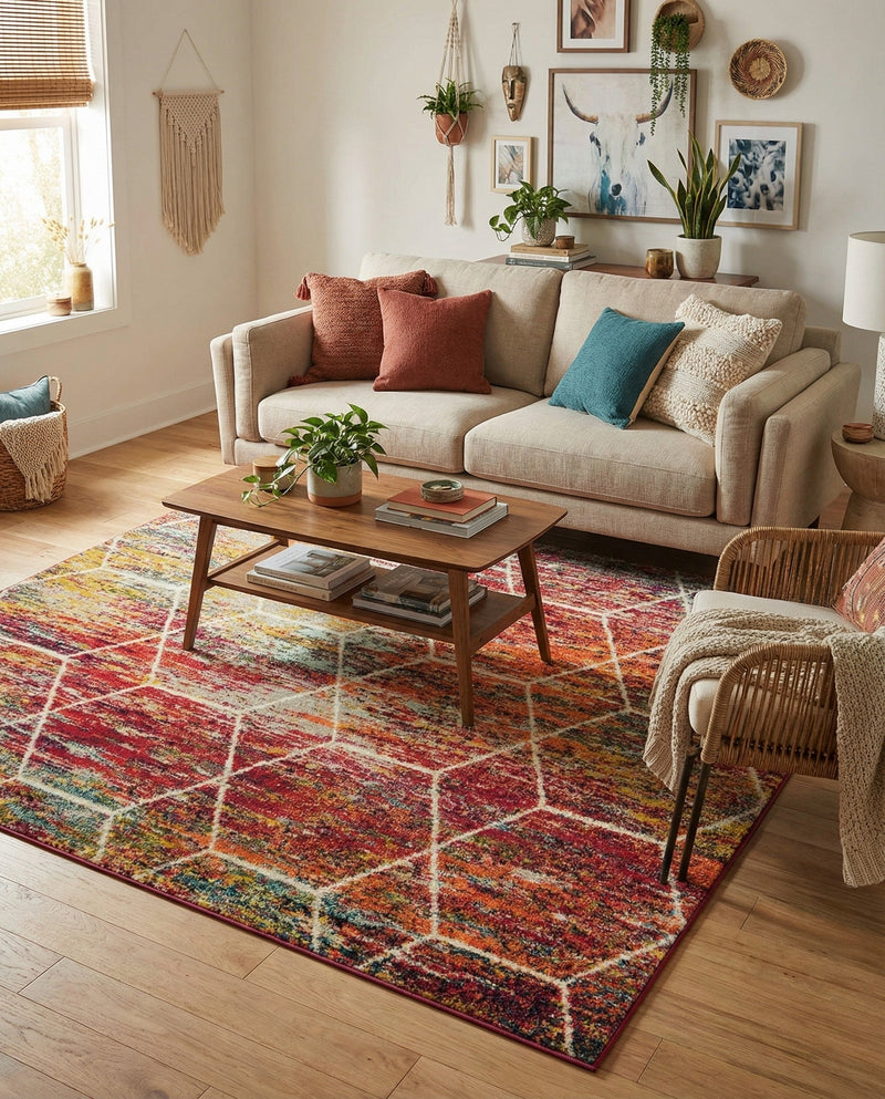 Trellis Mosaic Collection Area Rug - Arborville (Multi) Square Multi  lifestyle 75