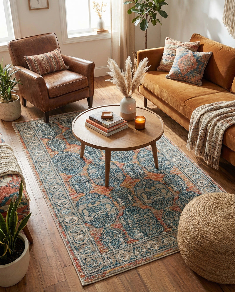 Seville Stripes Collection Area Rug -  Granada (Brick Red) Rectangle Brick Red  lifestyle 3