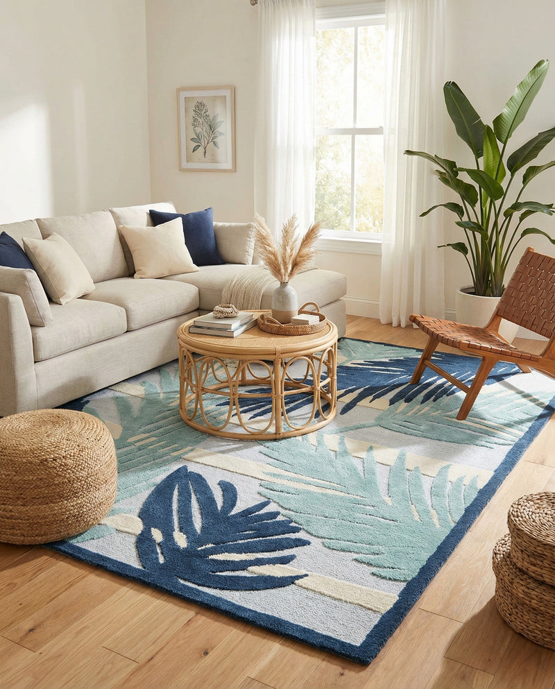 Bahama Breeze Outdoor Collection Area Rug -  CatCay Rectangle Gray Blue  lifestyle 23