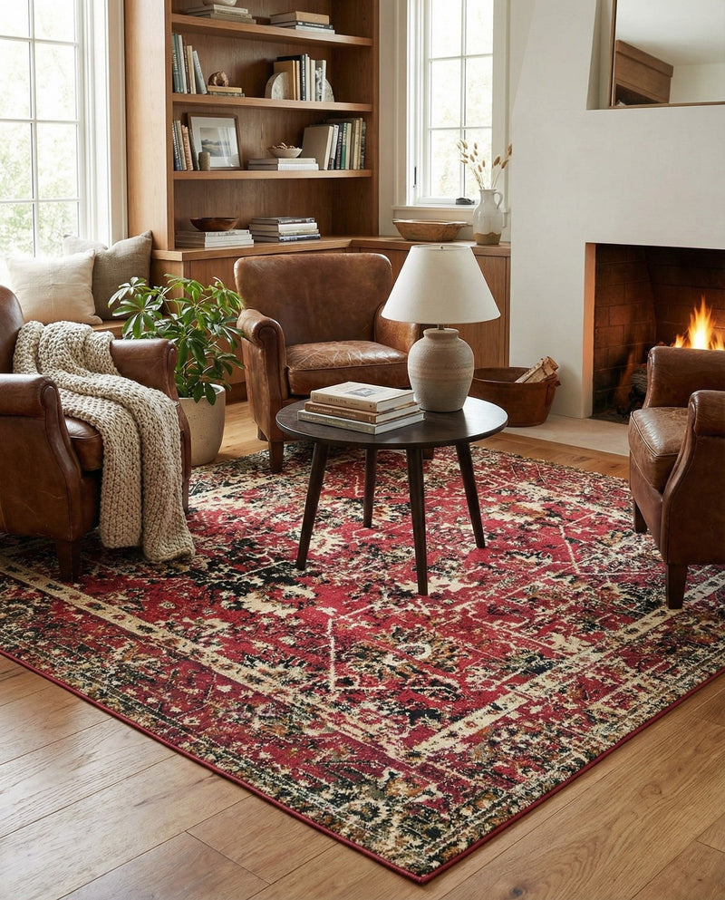 Neptune Elegance Collection Area Rug -  Galatea (Burgundy) Square Burgundy  lifestyle 55