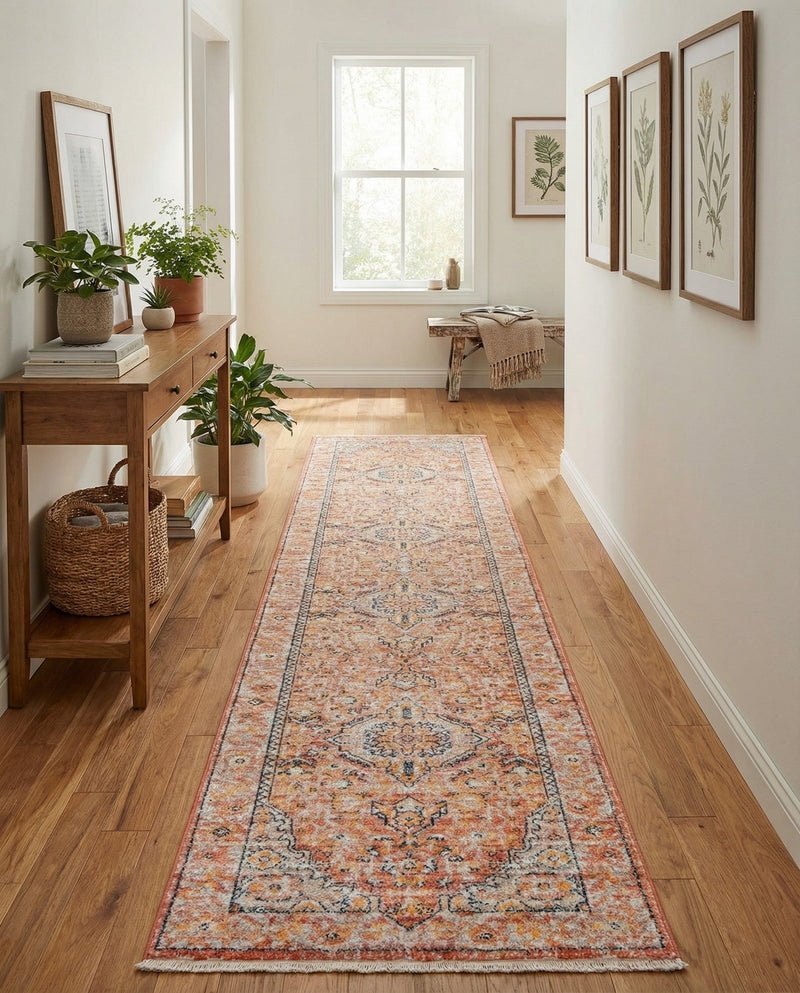 Seville Stripes Collection Area Rug - Cadiz (Brick Red) Runner Brick Red  lifestyle 64