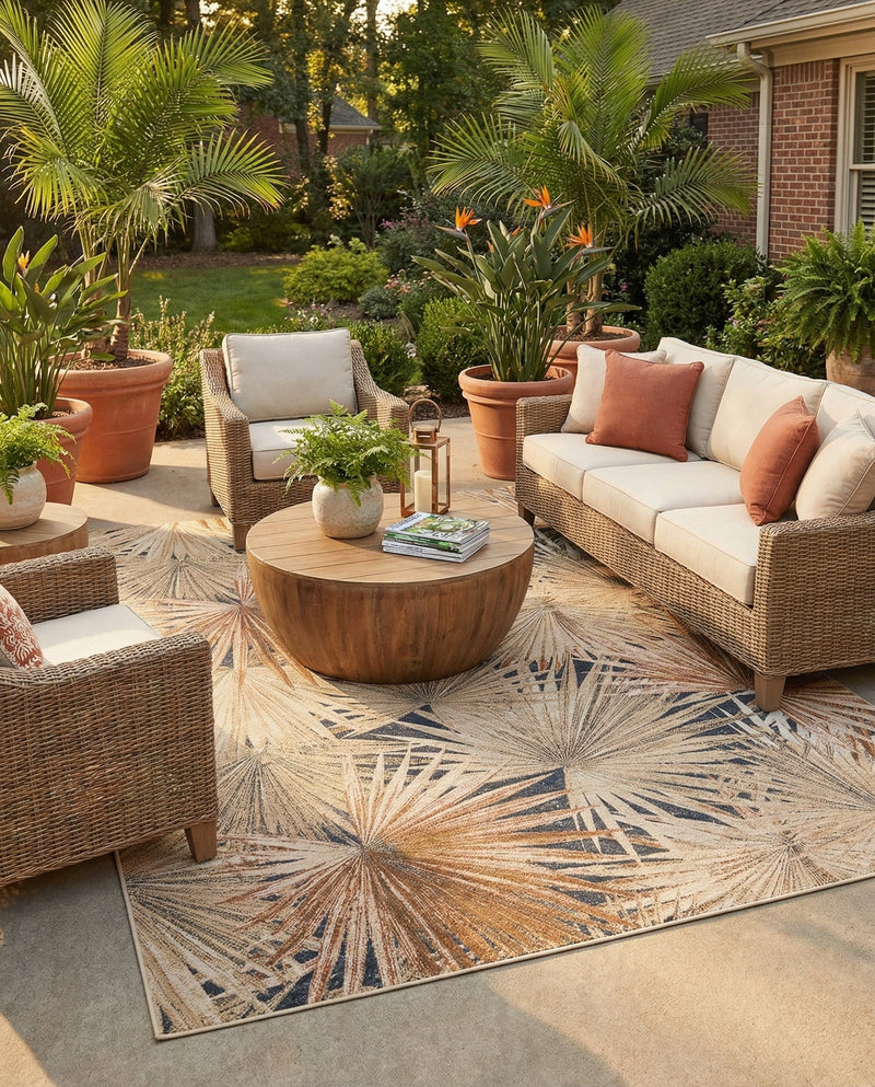 Seaside Blooms Collection Area Rug -  Avalon Rectangle Multi  lifestyle 3