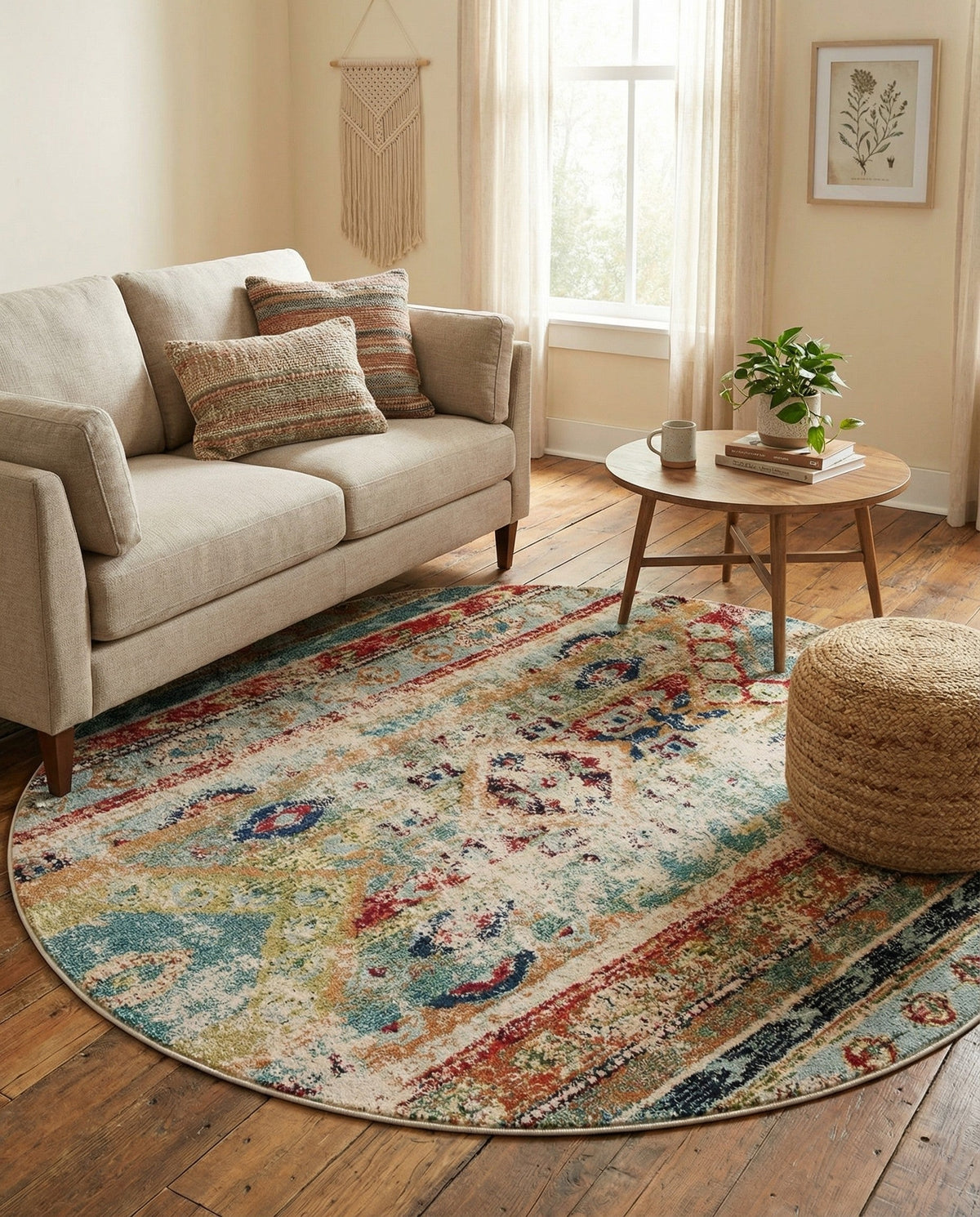 Sedona Vista Collection Area Rug -  Navajo Round Blue  lifestyle 84