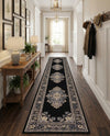Tabriz Tapestry Collection Area Rug - Azerbaijan (Black) Runner Black  lifestyle 64