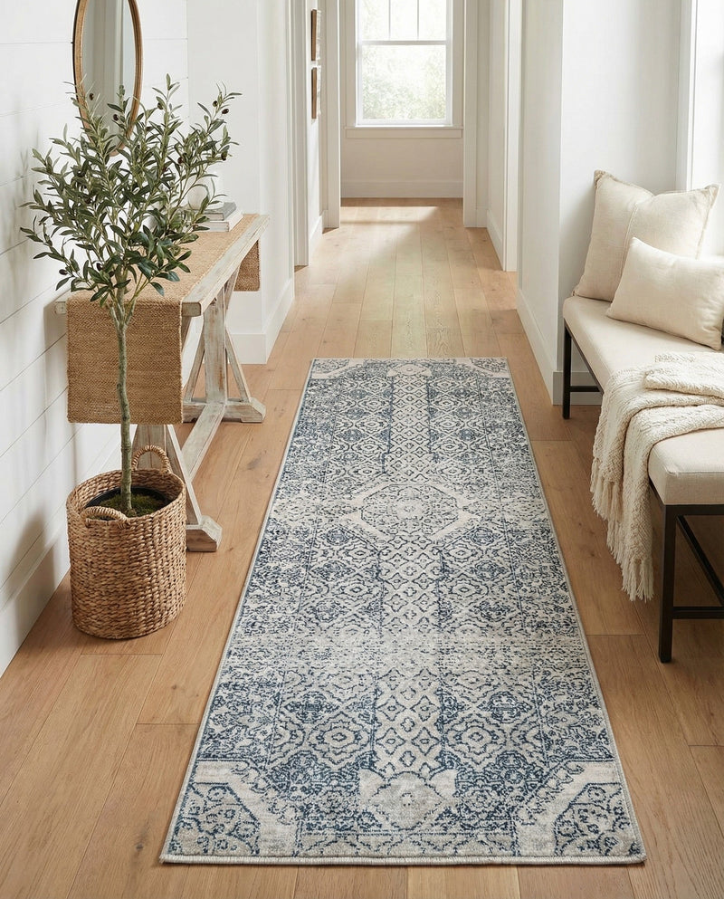 Coastal Haven Collection Area Rug -  Shoreline Runner Gray  lifestyle 48