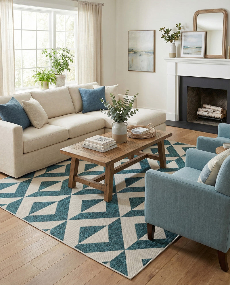 Urban Oasis Rugs Collection Area Rug -  Highrise (Teal) Rectangle Teal  lifestyle 3