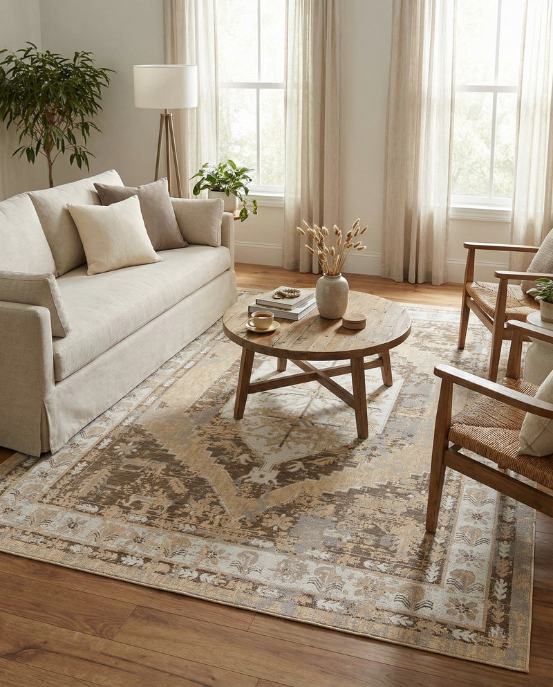 Patio Heritage Collection Area Rug -  Augusta (Natural) Rectangle Natural  lifestyle 4