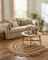 Woven Seaside Jute Collection Area Rug - Coastalhaven (Natural and White) Oval Natural and White  lifestyle 30