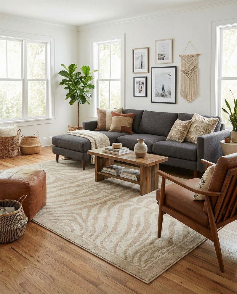 Savannah Sojourn Collection Area Rug -  Kalahari Rectangle Beige and Ivory  lifestyle 10