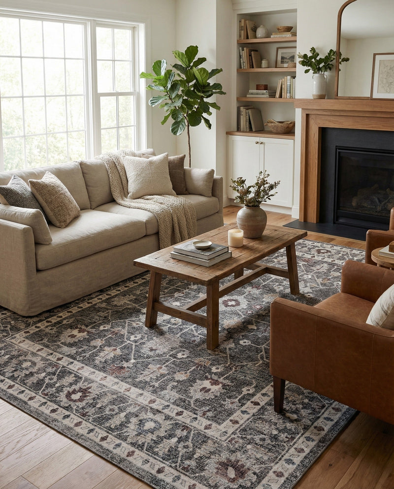 Heritage Harbor Collection Area Rug - Maritime Rectangle Charcoal Gray  lifestyle 17
