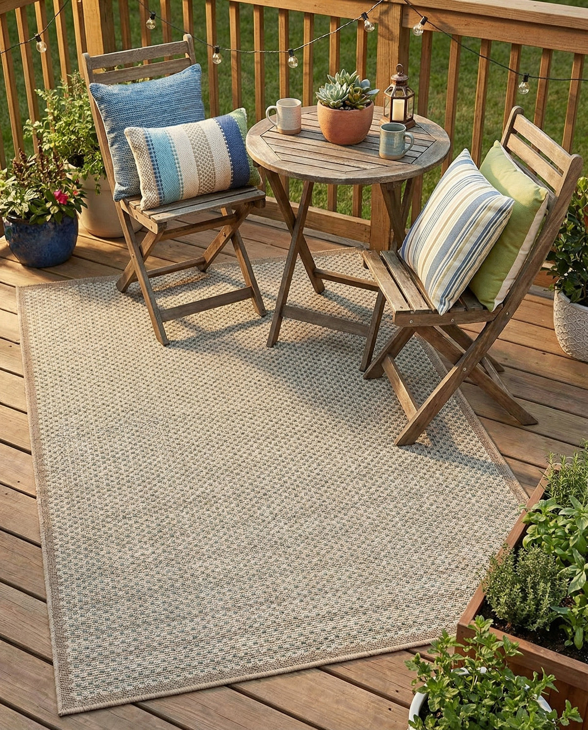Terrace Fringe Collection Area Rug - Patio Rectangle Beige  lifestyle 7