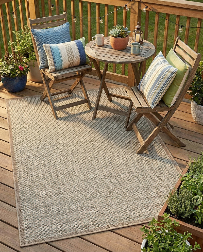 Terrace Fringe Collection Area Rug - Patio Rectangle Beige  lifestyle 7