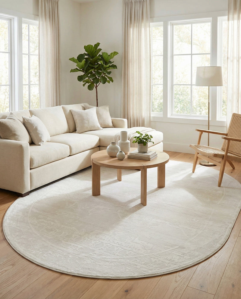 Bloomsbury Elegance Collection Area Rug -  Notting Oval Ivory  lifestyle 51