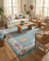 Arcadia Rugs Collection Area Rug - Eden (Aqua and Blue) Rectangle Aqua and Blue  lifestyle 6