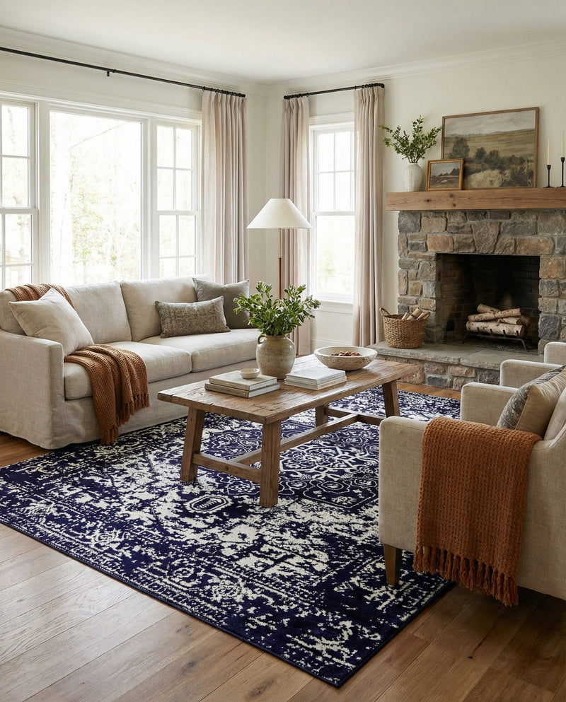 Georgetown Rugs Collection Area Rug - Dupont (Navy Blue) Rectangle Navy Blue  lifestyle 13