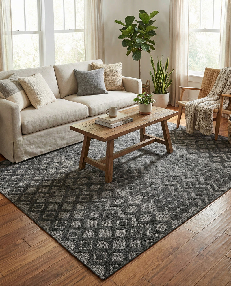 Garden Lattice Charm Collection Area Rug -  Pergola (Charcoal) Rectangle Charcoal  lifestyle 8
